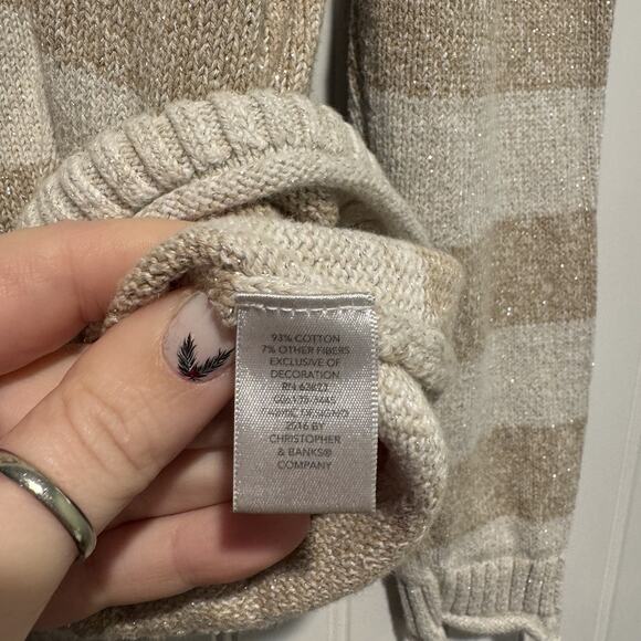 Christopher Banks Striped Reindeer Raccoon Christmas Sweater Size Medium - Picture 4 of 5